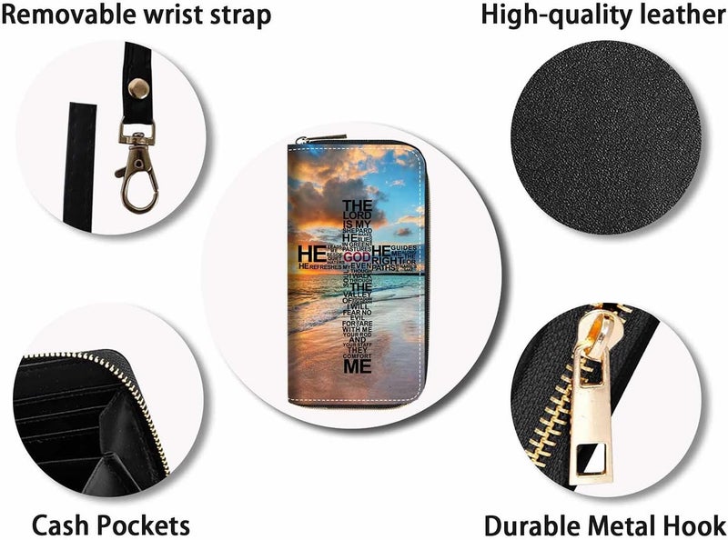 FQTBCEARI Hummingbird Flower Print Women Large Capacity Wallet PU Leather Zipper Clutch Purse for Smart Phone/Card/Coin/Cash - Image 4